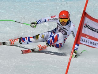 Petra Vlhová počas 1. kola alpskej kombinácie v Crans-Montane.