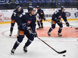 Martin Fehérváry (v popredí) počas zrazu slovenskej hokejovej reprezentácie v Poprade.