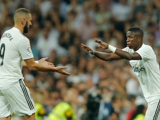 Karim Benzema a Vinicius Junior z Realu Madrid.