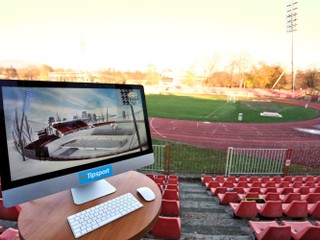 Vizualizácia Štadióna VŠC Dukla Banská Bystrica predstavená počas tlačovej konferencie k hokejovému projektu Kaufland Winter Classic Games 2019.