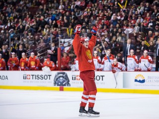 Momentka zo zápasu Rusko - Dánsko na MS v hokeji do 20 rokov 2019.