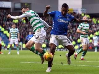 Momentka zo zápasu Glasgow Rangers - Celtic Glasgow.