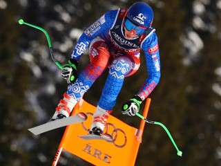 Slovenská lyžiarka Petra Vlhová na trati počas tréningu zjazdu na majstrovstvách sveta v alpskom lyžovaní vo švédskom Are 7. februára 2019. 
