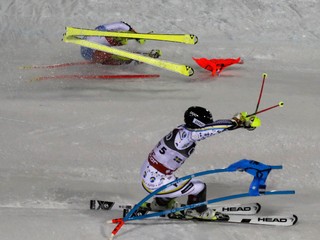 Momentka z tímovej súťaže na MS v alpskom lyžovaní 2019.