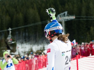 Petra Vlhová sa raduje z víťazstva.