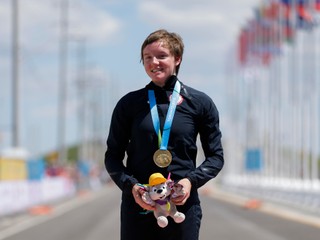 Kelly Catlin po víťazstve v časovke na Pan Am Games - ilustračná fotografia.