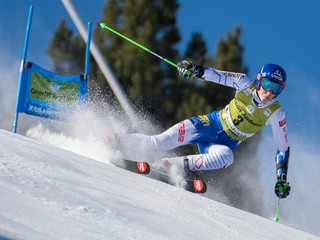 Na snímke slovenská lyžiarka Petra Vlhová počas 1. kola finálového obrovského slalomu Svetového pohára v zimnom stredisku Soldeu v Andorre v nedeľu 17. marca 2019.