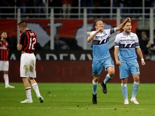 Momentka zo zápasu AC Miláno - Lazio Rím.