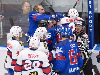 Momentka zo zápasu Slovensko - Nórsko v príprave na MS v hokeji 2019.