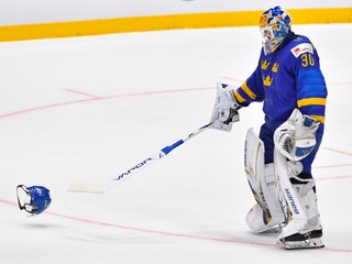 Švédsko byrankára Henrik Lundqvist v zápase Česko - Švédsko na MS v hokeji 2019.