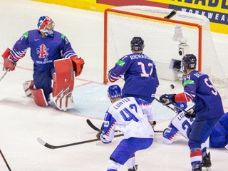 Momentka zo zápasu Slovensko - Veľká Británia na MS v hokeji 2019.