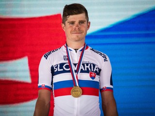 Víťaz slovenskej časti pretekov v cestnej cyklistike kategória muži Elite Juraj Sagan po skončení spoločných majstrovstiev Slovenskej a Českej republiky v cestnej cyklistike. Trnava, 30. jún 2019.