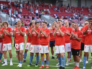 Futbalisti Slavie Praha.