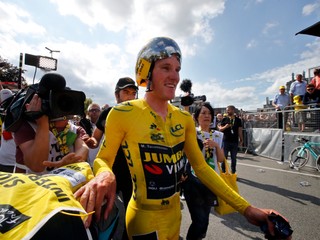 Holanďan Mike Teunissen z tímu Jumbo Visma po druhej etape 106. ročníka Tour de France z Bruselu do Bruselu (tímová časovka na 27 km) 7. júla 2019.
