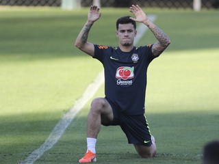 Philippe Coutinho počas tréningu brazílskej reprezentácie.