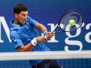 Novak Djokovič počas 1. kola US Open 2019.