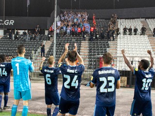 Momentka zo zápase PAOK Solún - ŠK Slovan Bratislava.