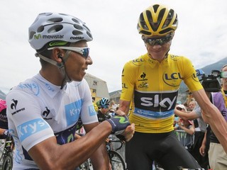 Nairo Quintana (vľavo) s minuloročným víťazom Tour de France Chrisom Froomeom.