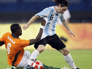 Messi v zápase A-skupiny olympijského turnaja na LOH 2008, keď súperom Argentíny bolo Pobrežie Slonoviny.