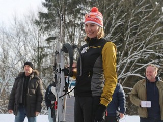 Slovenská biatlonistka Anastasia Kuzminová počas otvorenia novej biatlonovej strelnice v lyžiarskom areáli v Králikoch.