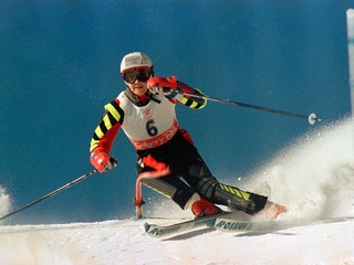 Španielska lyžiarka Blanca Fernandezová Ochoaová počas 1. kola slalomu na ZOH v Calgary 1988.