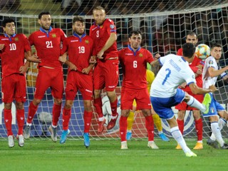 Momentka zo zápasu Arménsko - Taliansko v kvalifikácii EURO 2020.