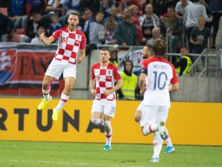 Momentka zo zápasu Slovensko - Chorvátsko v kvalifikácii EURO 2020.