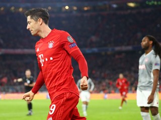 Robert Lewandowski, autor prvého gólu Bayernu v zápase proti Olympiakosu Pireus.