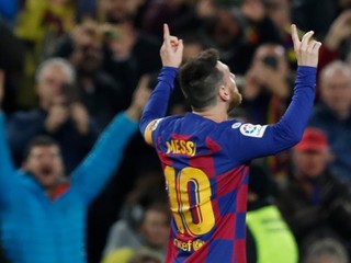 Lionel Messi po treťom góle v zápase 13. kola La Ligy 2019/2020 FC Barcelona - Celta Vigo.
