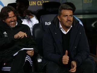 Prvé víťazstvo na lavičke Celty Vigo zaznamenal tréner Oscar Garcia (vpravo).