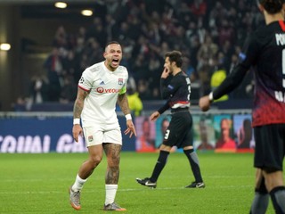 Memphis Depay v zápase Ligy majstrov 2019/2020 Olympique Lyon - RB Lipsko.