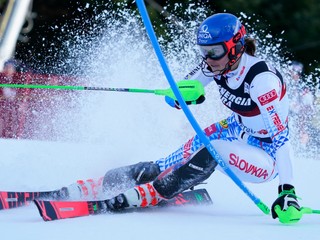 Petra Vlhová v 1. kole slalomu v Záhrebe 2020.