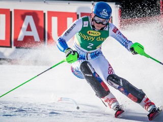 Petra Vlhová počas slalomu.