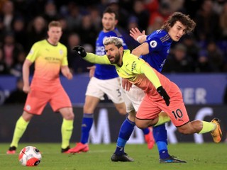 Momentka zo zápasu Leicester City - Manchester City.