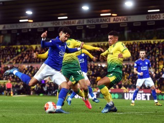 Momentka zo zápasu Norwich - Leicester.