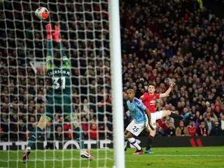 Momentka zo zápasu Manchester United - Manchester City.