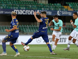 Zápas medzi Hellas Verona a Inter Miláno.