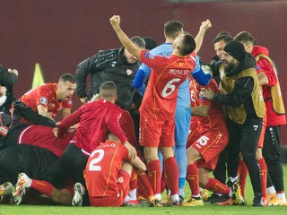 Obrovská radosť futbalistov Severného Macedónska po postupe na EURO 2020.