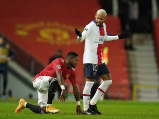 Neymar v zápase Manchester United - Paríž St. Germain.