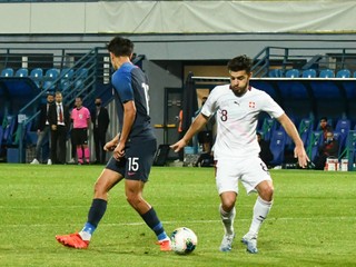 Momentka zo zápasu Slovensko U21 - Švajčiarsko U21.