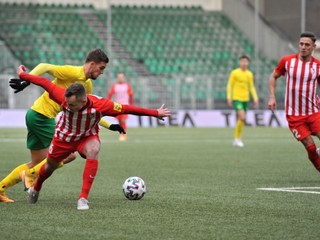 Momentka zo zápasu Fortuna ligy MŠK Žilina - ŠKF Sereď na umelej tráve.