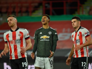 Marcus Rashford v zápase Premier League Sheffield United -Manchester United.