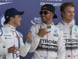 Najrýchlejšie trio jazdcov v kvalifikácii: Massa, Hamilton a Rosberg (zľava doprava).
