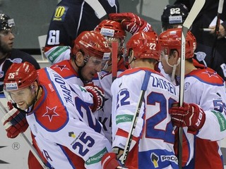 Radosť hokejistov CSKA Moskva.