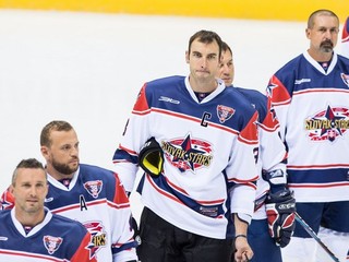 Zľava: Ľubomír Višnovský, Marián Gáborík a Zdeno Chára.