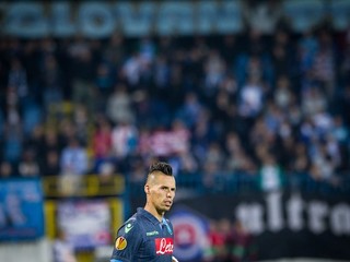 Marek Hamšík počas zápasu na ihrisku Slovana Bratislava.