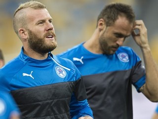 Adam Nemec (vľavo) na tréningu slovenskej reprezentácie.