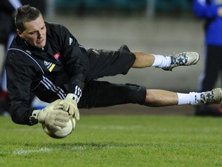 Brankár Marián Kello  počas tréningu slovenskej futbalovej reprezentácie.