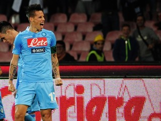 Marek Hamšík oslavuje jeden z gólov, ktoré dosiahol v drese Neapola.