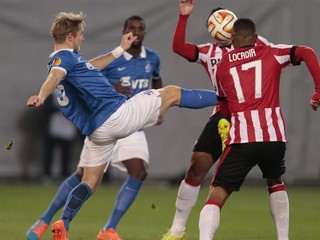 Celkom vľavo Slovák Tomáš HUbočan v drese Dinama Moskva.